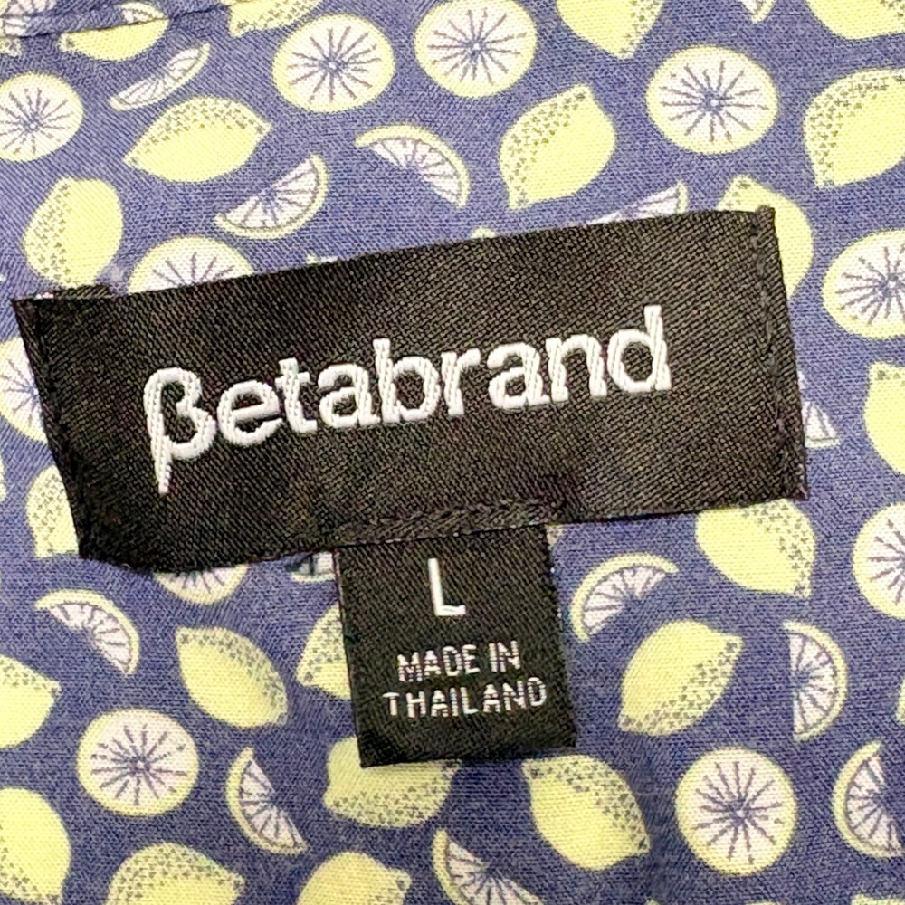Betabrand Womens Blue Lemon Print Rayon Long Sleeve Blouse Size‎ L Fruit Print - Picture 6 of 9